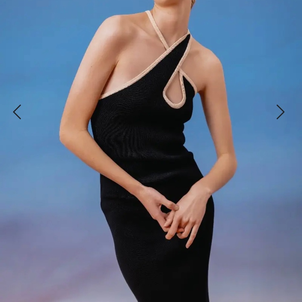 C/MEO COLLECTIVE
NWT  OUTCOME KNIT DRESS BLACK W CREAM